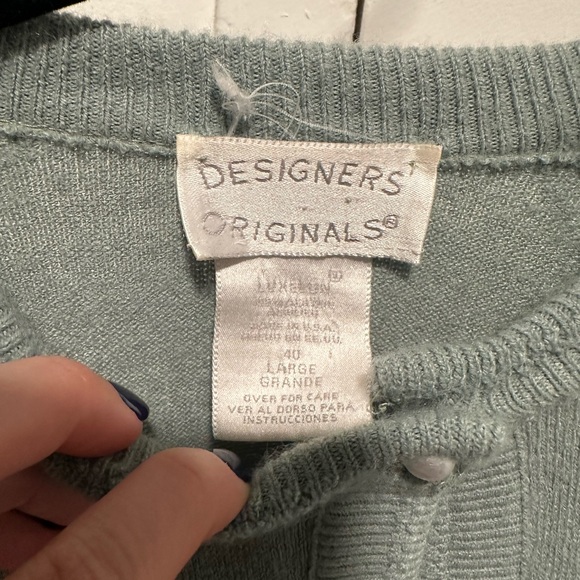 Vintage teal cardigan with pearl buttons - Picture 5 of 5